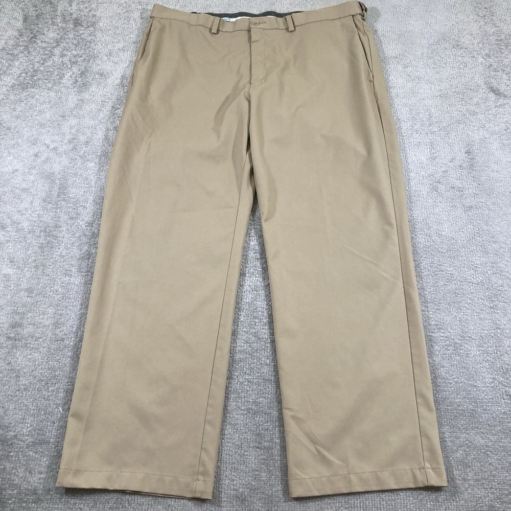 Haggar‎ Cool Right Pants Mens 40x30 Beige Khaki Performance Flex Casual Dress